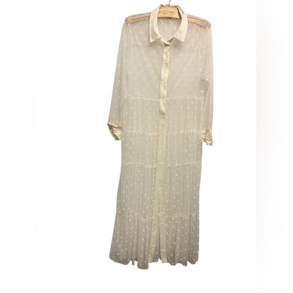 Zara Cream Long Sleeve Dress with Polka Dots - Picture 1 of 4